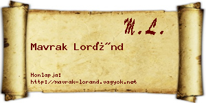 Mavrak Loránd névjegykártya